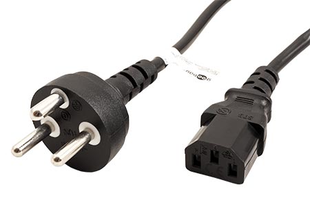 Kabel síťový Dánsko, DS-60884-2 (typ K) - IEC320 C13, 1,8m, černý