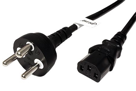 Kabel síťový Dánsko, DS-60884-2 (typ K)- IEC320 C13, 3m, černý