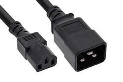 Kabel síťový  IEC320 C13 - C20, 3x 1,5mm2, 0,5m, černý