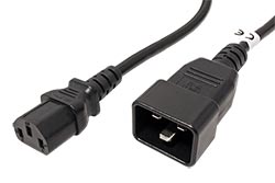 Kabel síťový  IEC320 C13 - C20, 3x 1mm2, 0,5m, černý