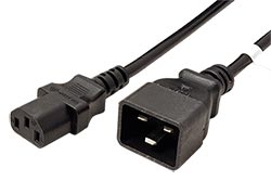 Kabel síťový  IEC320 C13 - C20, 3x 1mm2, 3m, černý