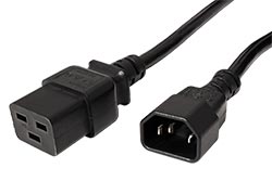 Kabel síťový IEC320 C14 - C19, 3x 1,5mm2, 1m, černý