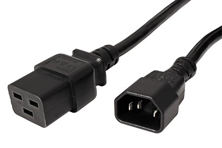 Kabel síťový IEC320 C14 - C19, 3x 1,5mm2, 3m, černý