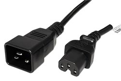 Kabel síťový  IEC320 C15 - C20, 3x 1mm2, 1,8m, černý