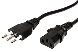 Kabel síťový Itálie, CEI 23-16 (typ L) - IEC320 C13, 1,8m, černý