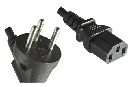 Kabel síťový Izrael, SI32 (typ H) - IEC320 C13, 1,8m, černý