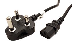 Kabel síťový Jižní Afrika (typ M) - IEC320 C13, 3m, černý, 10A