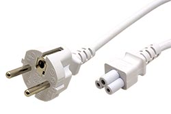 Kabel síťový k notebooku, CEE 7/7(M) - IEC320 C5 (trojlístek), 1,8m, bílý, přímý