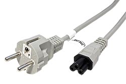 Kabel síťový k notebooku, CEE 7/7(M) - IEC320 C5(trojlístek), 1,8m, šedý, přímý