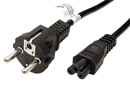 Kabel síťový k notebooku, CEE 7/7(M) - IEC320 C5 (trojlístek), 1m, přímý