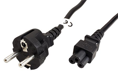 Kabel síťový k notebooku, CEE 7/7(M) - IEC320 C5 (trojlístek), 5m, přímý, černý