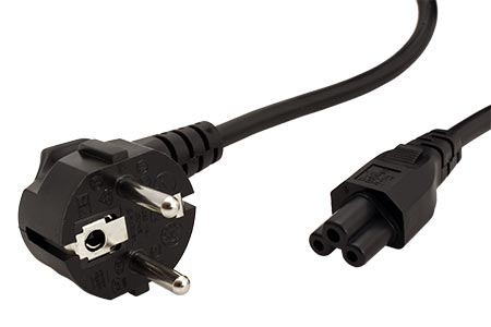 Kabel síťový k notebooku, CEE 7/7(M) - IEC320 C5 (trojlístek), černý, 1,8m, černý