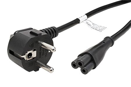 Kabel síťový k notebooku, CEE 7/7(M) - IEC320 C5 (trojlístek), černý, 1m, černý
