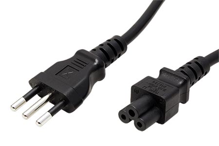 Kabel síťový k notebooku Itálie, CEI 23-16 (typ L) - IEC320 C5, 1,8m, černý