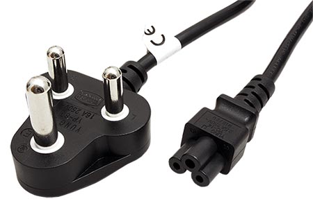 Kabel síťový k notebooku Jižní Afrika (typ M) - IEC320 C5, 1,8m, černý