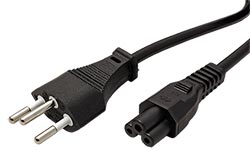 Kabel síťový k notebooku Švýcarsko, SEV1011 T12(typ J) - IEC320 C5, 1,8m, černý