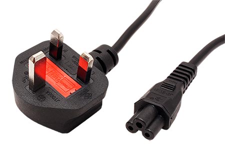 Kabel síťový k notebooku UK, BS1363(typ G) - IEC320 C5 (trojlístek), 1,9m, černý