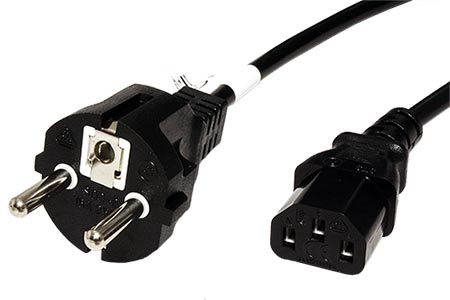 Kabel síťový, přímé konektory, CEE 7/7(M) - IEC320 C13, 1m, černý