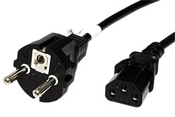 Kabel síťový, přímé konektory, CEE 7/7(M)  - IEC320 C13,  1m, černý