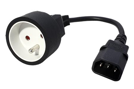 Kabel síťový pro výstup UPS, 230V C14 - CEE 7/5(F), 0,3m, černý