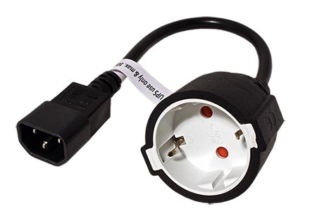Kabel síťový pro výstup UPS, IEC320 C14-CEE 7/3(F), 0,3m, černý