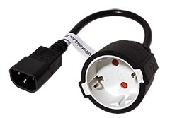 Kabel síťový pro výstup UPS, IEC320 C14-CEE 7/3(F), 0,3m, černý