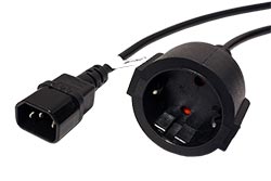 Kabel síťový pro výstup UPS, IEC320 C14-CEE 7/3(F), 0,5m, černý