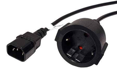 Kabel síťový pro výstup UPS, IEC320 C14-CEE 7/3(F), 2m, černý