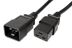 Kabel síťový prodlužovací 16A, IEC320 C20 - C19, 10m, černý