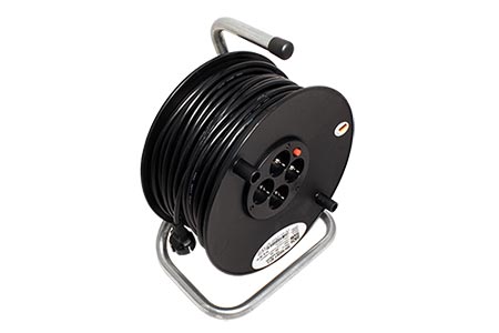 Kabel síťový prodlužovací 230V, CEE 7/7(M )- 4x CEE 7/3(F), na bubnu se zásuvkami, 50m (392.181)
