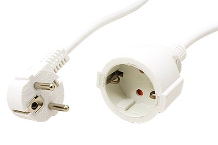 Kabel síťový prodlužovací 230V, DE, CEE 7/7(M) - CEE 7/3(F), 3m, bílý