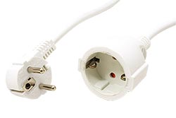Kabel síťový prodlužovací 230V, DE, CEE 7/7(M) - CEE 7/3(F), 3m, bílý