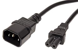 Kabel síťový prodlužovací 2pinový, IEC320 C14-C7, 1m, černý
