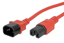 Kabel síťový prodlužovací, C14 - C15, 1,8m, červený