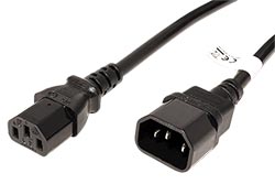 Kabel síťový prodlužovací, IEC320 C14 - C13, 0,3m, černý