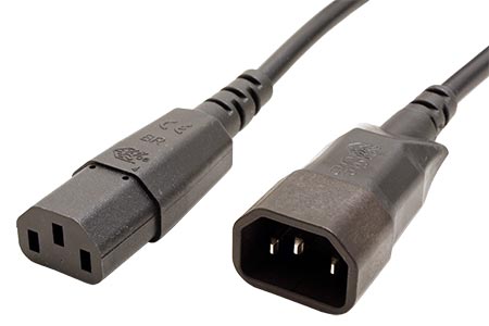 Kabel síťový prodlužovací, IEC320 C14 - C13, 0,5m, černý (356.119)