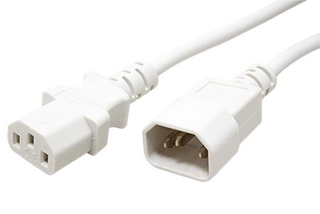 Kabel síťový prodlužovací, IEC320 C14 - C13, 1,8m, bílý
