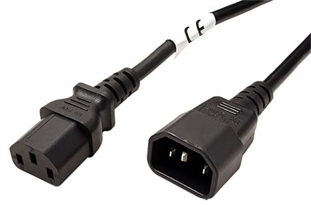 Kabel síťový prodlužovací, IEC320 C14 - C13, 10m, černý