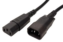 Kabel síťový prodlužovací, IEC320 C14 - C13, 2,5m, černý (356.130)