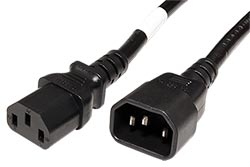 Kabel síťový prodlužovací, IEC320 C14 - C13, 3x 1,5mm2, 1,8m, černý
