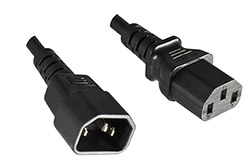 Kabel síťový prodlužovací, IEC320 C14 - C13, 3x 1,5mm2, 5m, černý