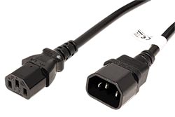 Kabel síťový prodlužovací, IEC320 C14 - C13,  7m, černý