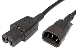 Kabel síťový prodlužovací, IEC320 C14 - C15, 1m, černý (356.1260)