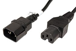 Kabel síťový prodlužovací, IEC320 C14 - C15, 2m, černý