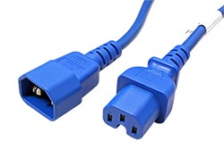 Kabel síťový prodlužovací, IEC320 C14 - C15, 2m, modrý