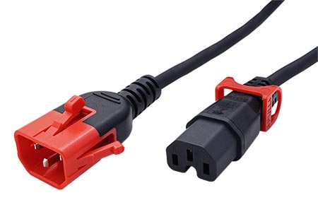 Kabel síťový prodlužovací, IEC320 C14 - C15, Dual Lock, 1m, černý