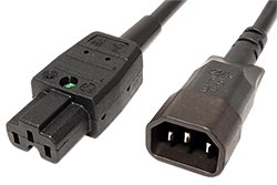 Kabel síťový prodlužovací, IEC320 C14 - C15A, 3m, černý (356.1258)