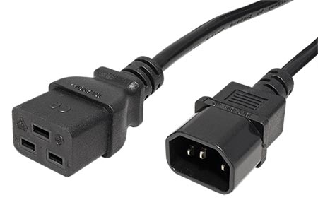 Kabel síťový prodlužovací, IEC320 C14 - C19, 1,5mm2, 5m, černý
