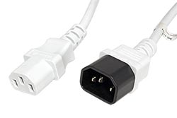 Kabel síťový prodlužovací, IEC320 C14 - IEC320 C13, 0,5m, bílý