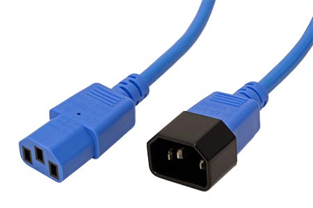 Kabel síťový prodlužovací IEC320 C14 - IEC320 C13, 1,8m, modrý